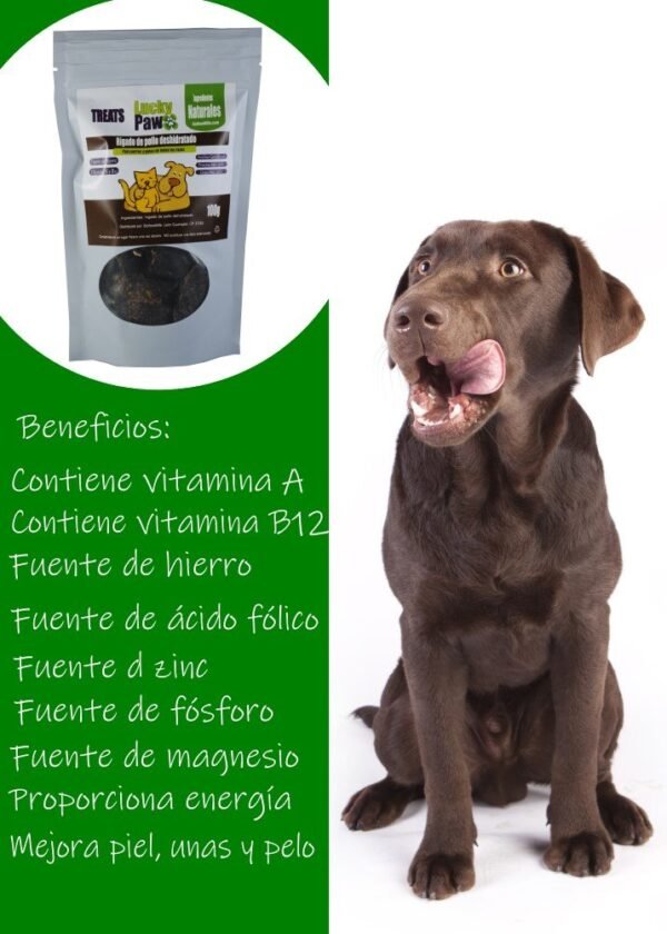 Premios para perro LUCKY PAW. Hígado pollo deshidratado.100g - Image 3